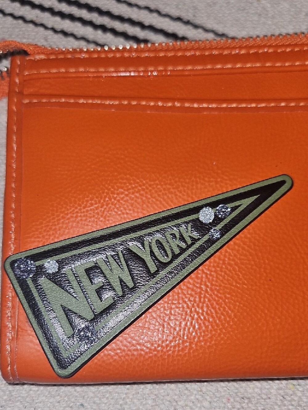 Coach Orange Poppy Patent Zippy Wallet/Wristlet with Silver Plaque - Picture 6 of 8